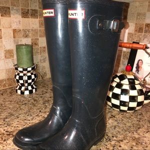 Hunter boots navy with glitter